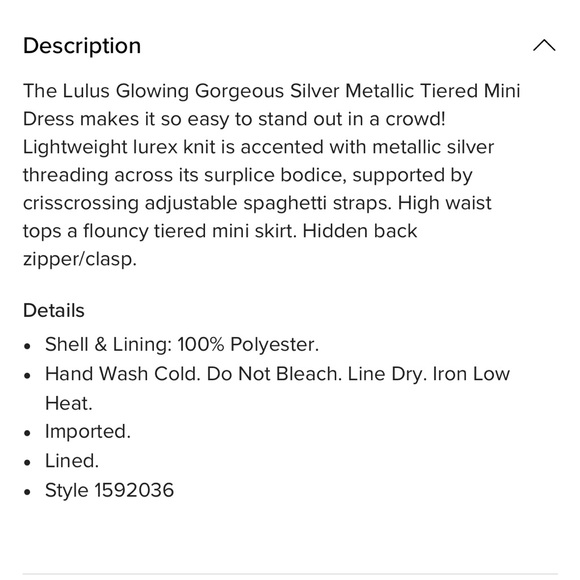 NWT Glowing Gorgeous Silver Metallic Tiered Mini Dress - Picture 6 of 7